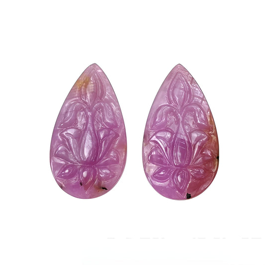 pink sapphire pear shape carving