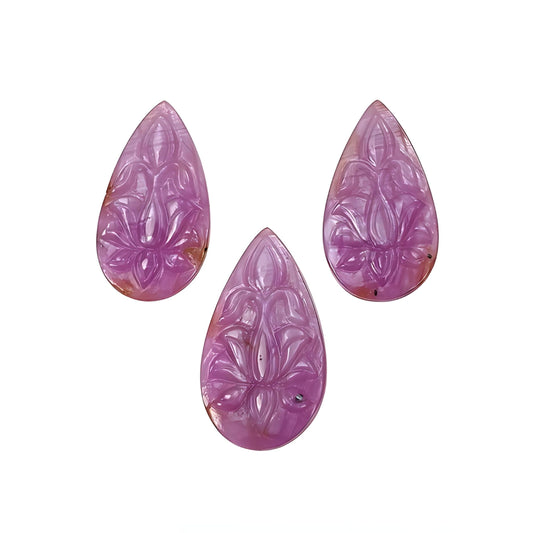 pink sapphire pear shape carving