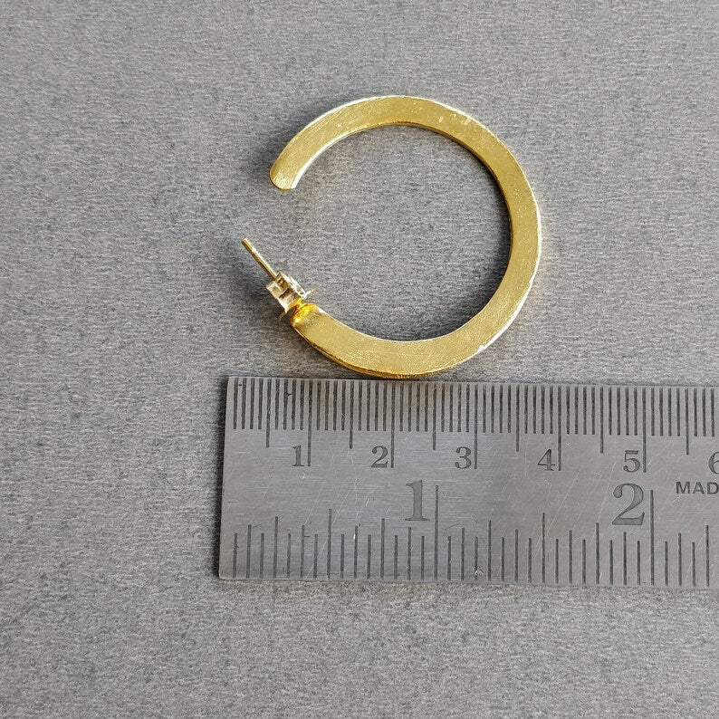 Handmade Brass Earring : 1.30" 18k Gold Plated 6.00GMS Brass Boho Style Dainty Hoop Hook Earring Gift For Her