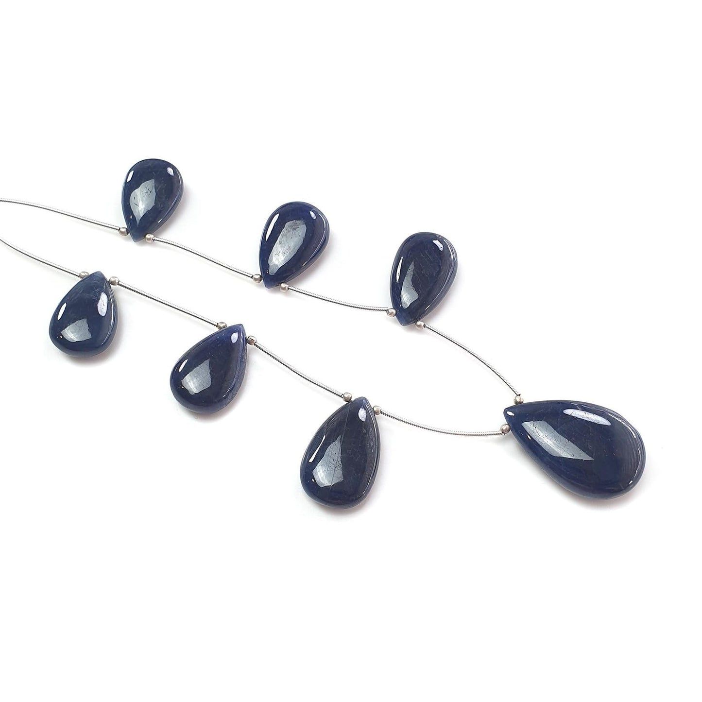 253.00cts Natural Blue Sapphire Plain Almond Loose Beads 22*15mm - 32*22mm