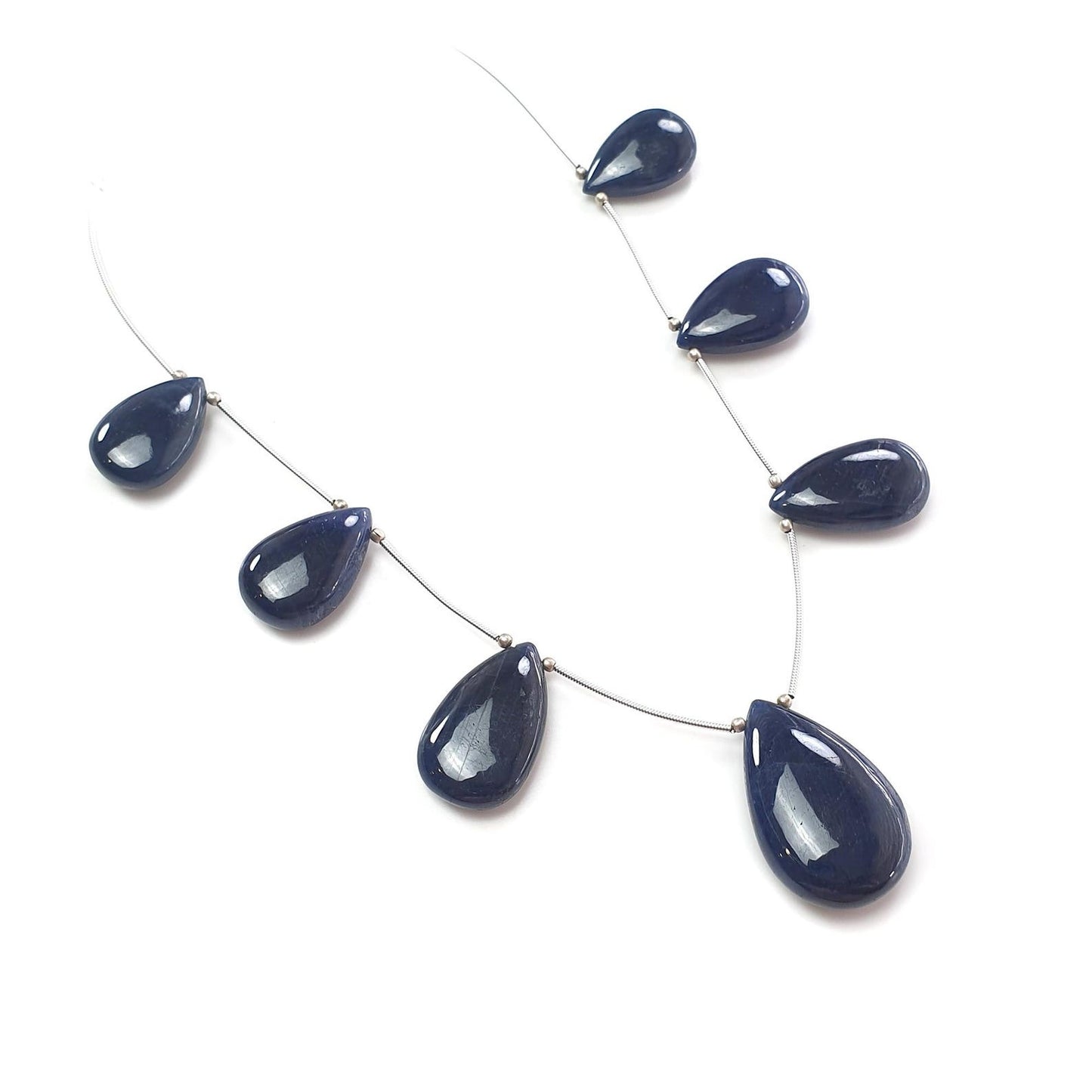 253.00cts Natural Blue Sapphire Plain Almond Loose Beads 22*15mm - 32*22mm