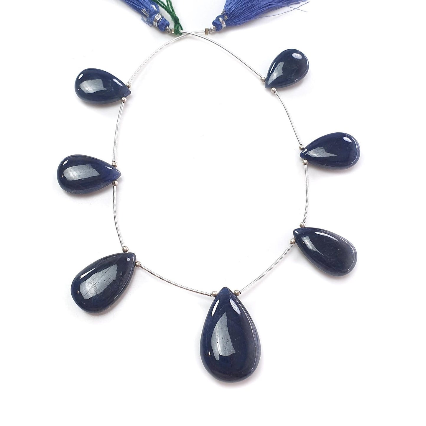 253.00cts Natural Blue Sapphire Plain Almond Loose Beads 22*15mm - 32*22mm