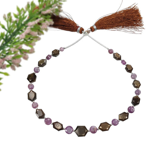 RASPBERRY & CHOCOLATE Sapphire Gemstone Normal Cut Loose Beads : 47.00cts Natural Unheated Hexagon Round Faceted Nuggets 6mm - 10.5*8mm 8.5"