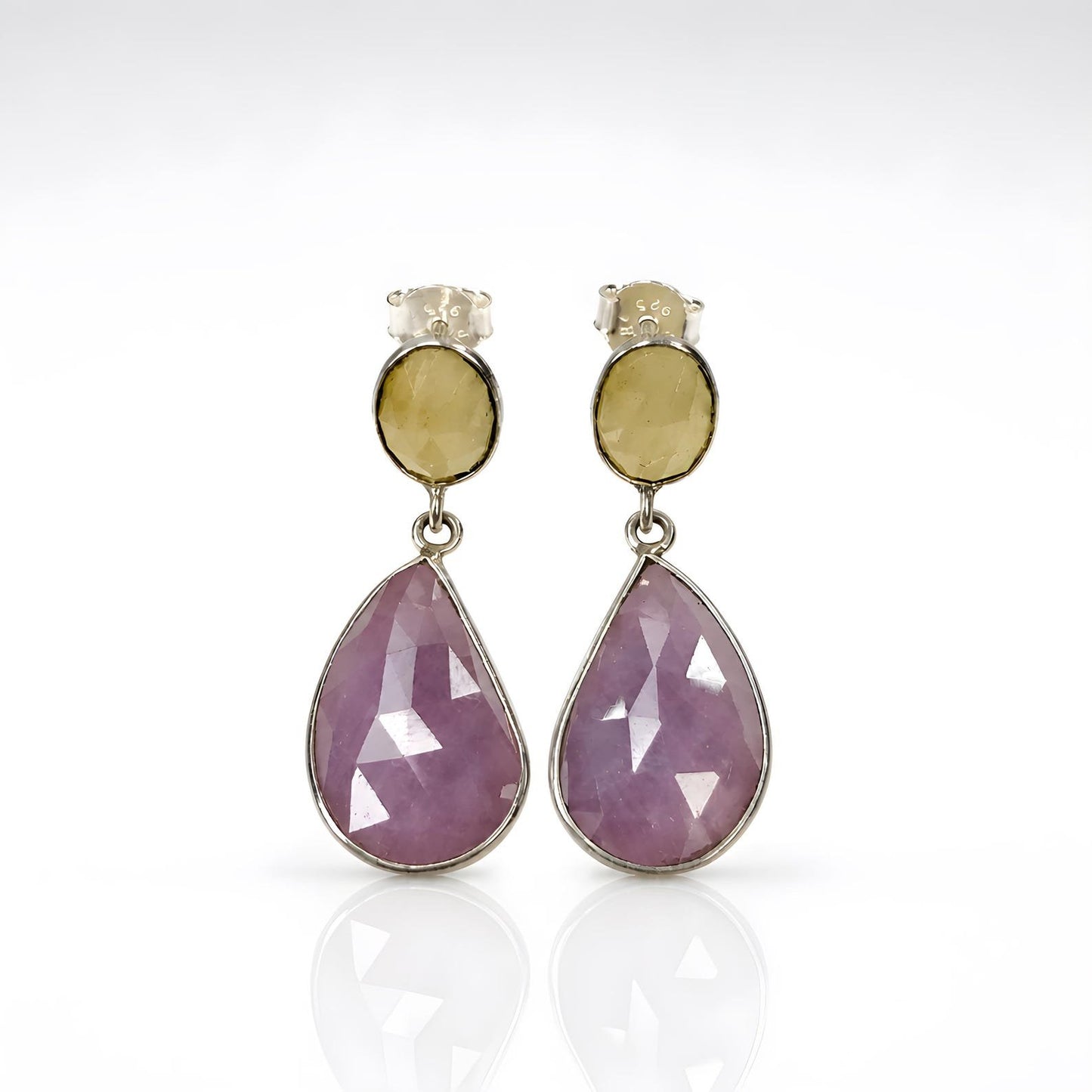 Multi Sapphirre Gemstone Silver Earring