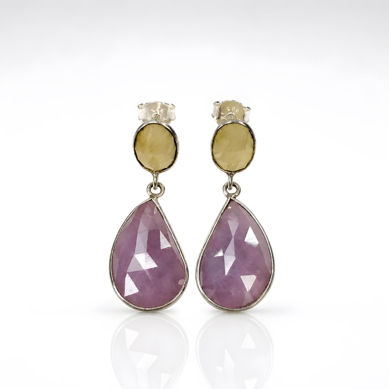 Multi Sapphirre Gemstone Silver Earring