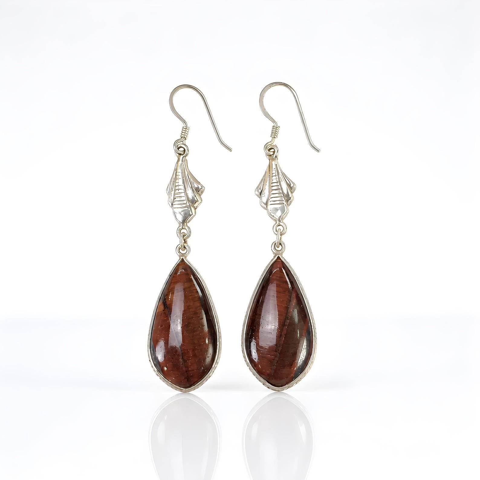 Tiger's Eye Gemstone Silver Earring