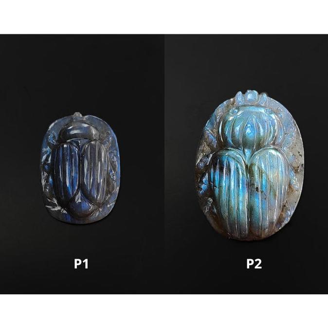 Labradorite Gemstone Carving : Natural Untreated Unheated Labradorite Hand Carved Scarabs 1pcs Set