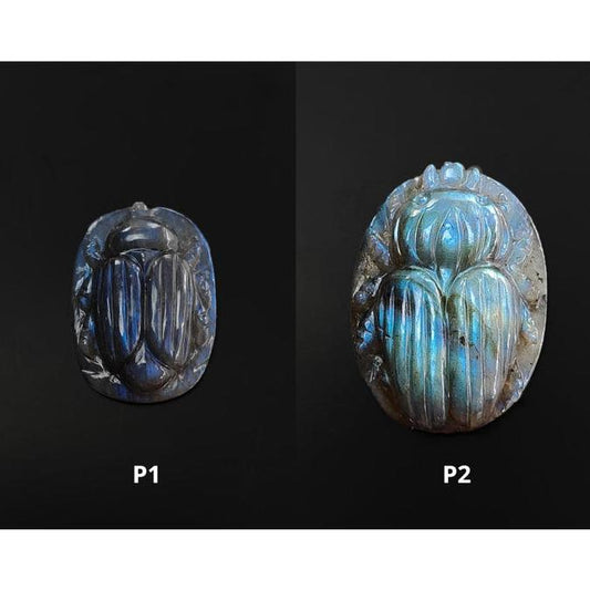 Labradorite Gemstone Carving : Natural Untreated Unheated Labradorite Hand Carved Scarabs 1pcs Set