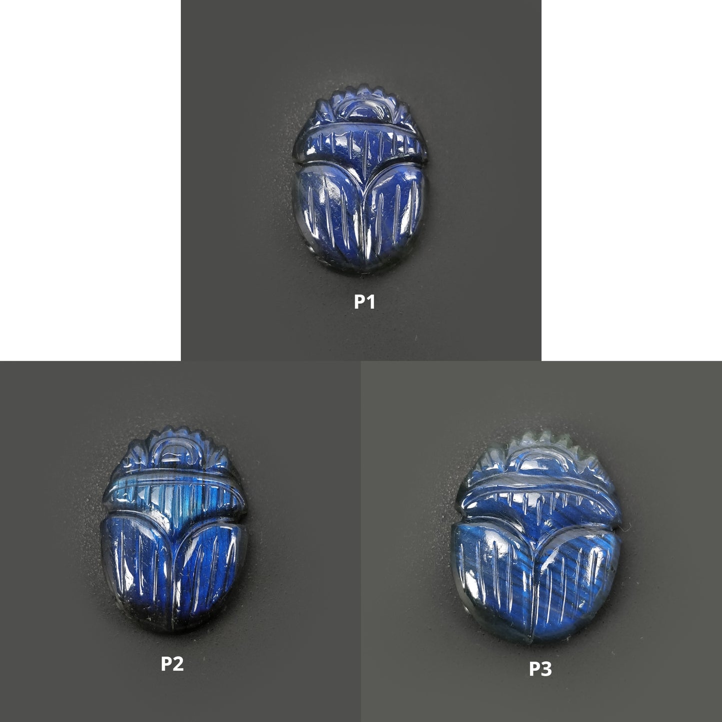 LABRADORITE Gemstone Carving : Natural Untreated Unheated Labradorite Hand Carved Scarabs