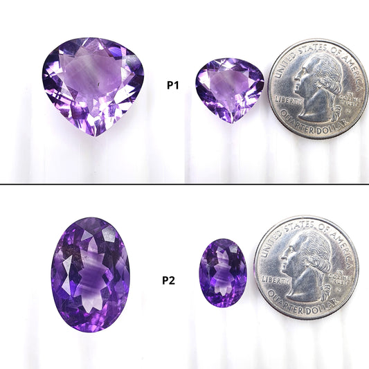 PURPLE RUTILE AMETHYST Quartz Gemstone Normal Cut : Natural Untreated Amethyst Heart & Oval Shape