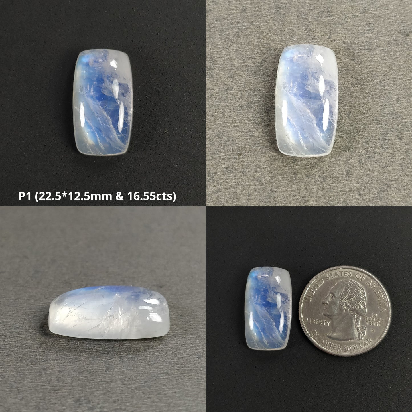 RAINBOW MOONSTONE Gemstone Cabochon : Natural Untreated Unheated Moonstone Cushion Hexagon Uneven Shape