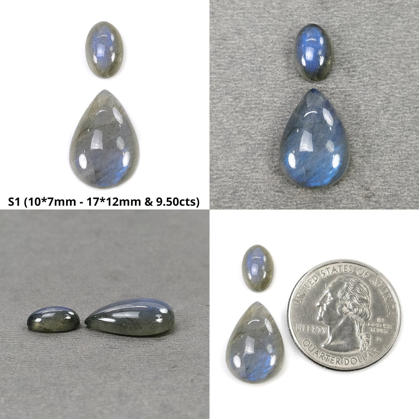 BLUE LABRADORITE Gemstone Cabochon : Natural Untreated Labradorite Oval Pear Round Cushion Shapes 2pcs