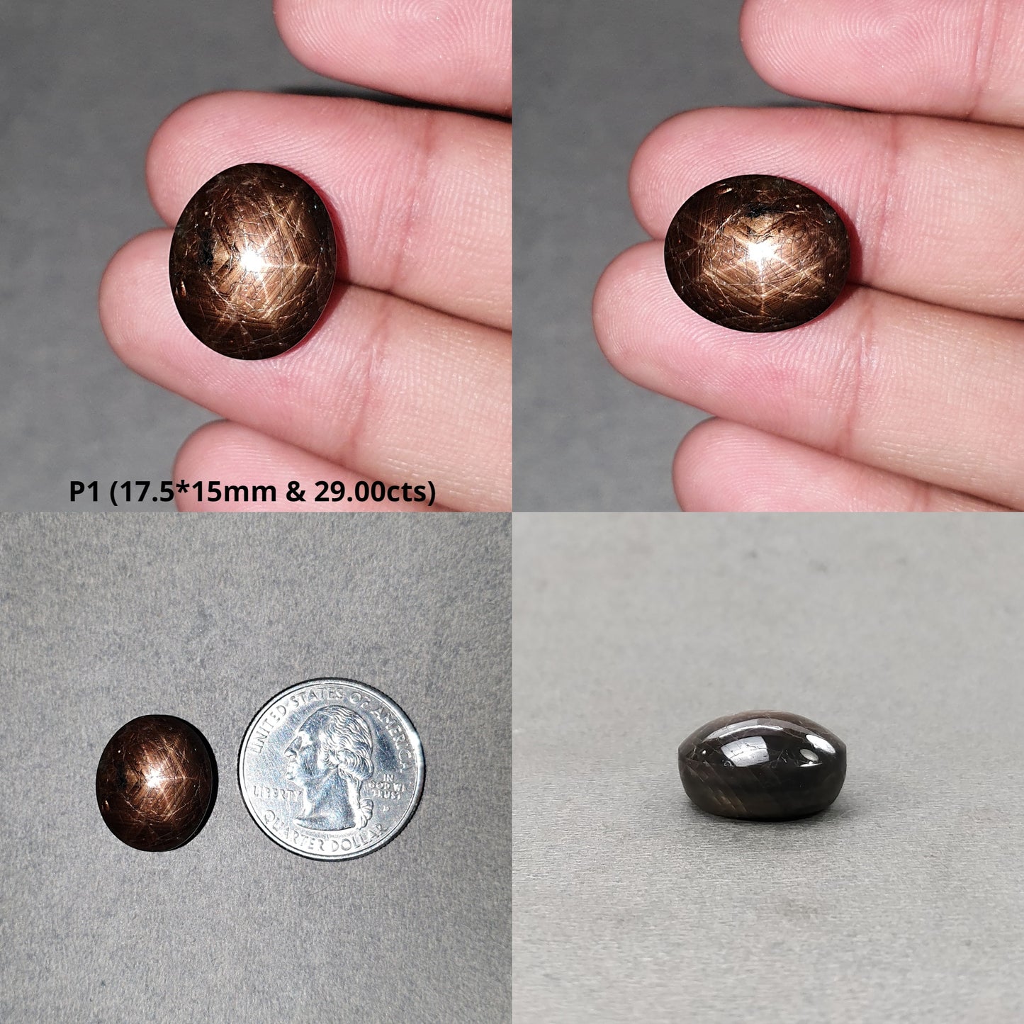 Star Sapphire Gemstone Cabochon : Natural Untreated Golden Brown Chocolate Sapphire 6Ray Star Oval Shape