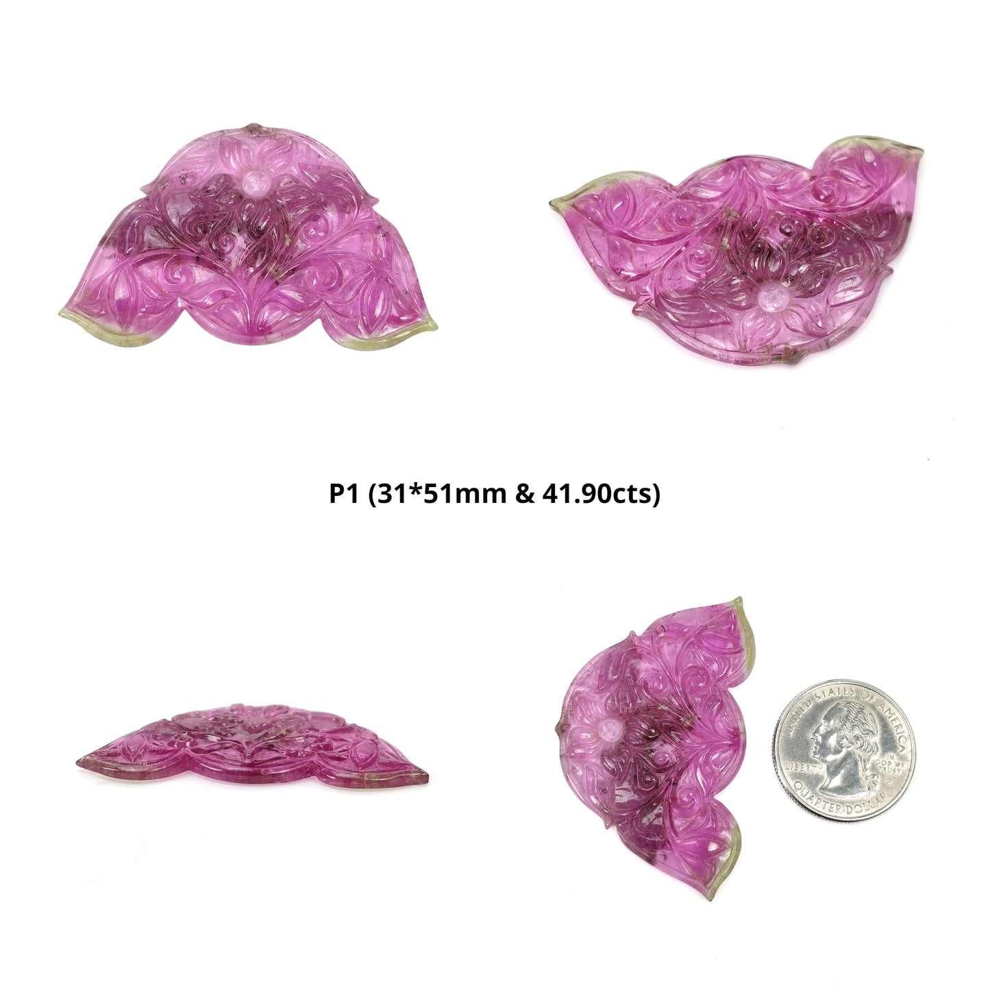 Watermelon Tourmaline Gemstone Carving : Natural Untreated Unheated Tourmaline Hand Carved Flower