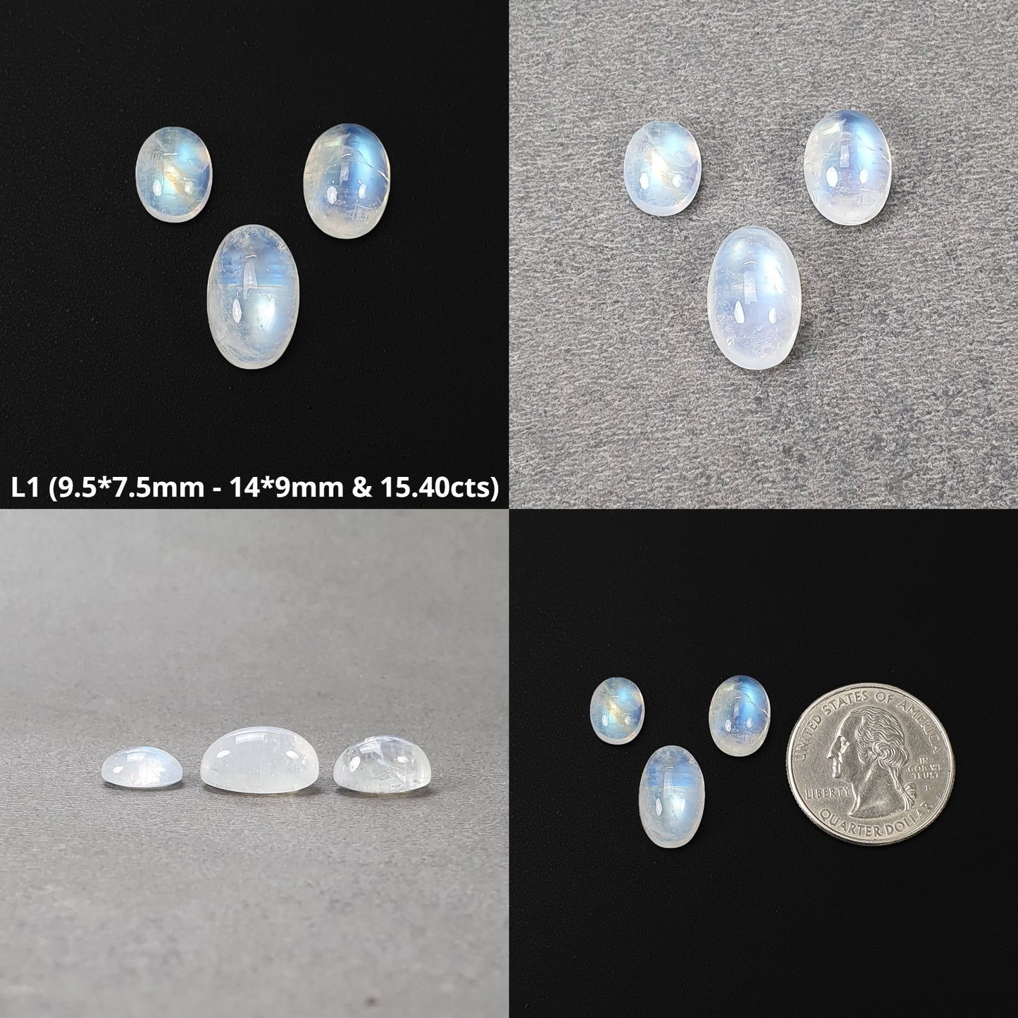 Moonstone Gemstone Cabochon : Natural Untreated Unheated Rainbow Moonstone Cushion Triangle Shape Lots
