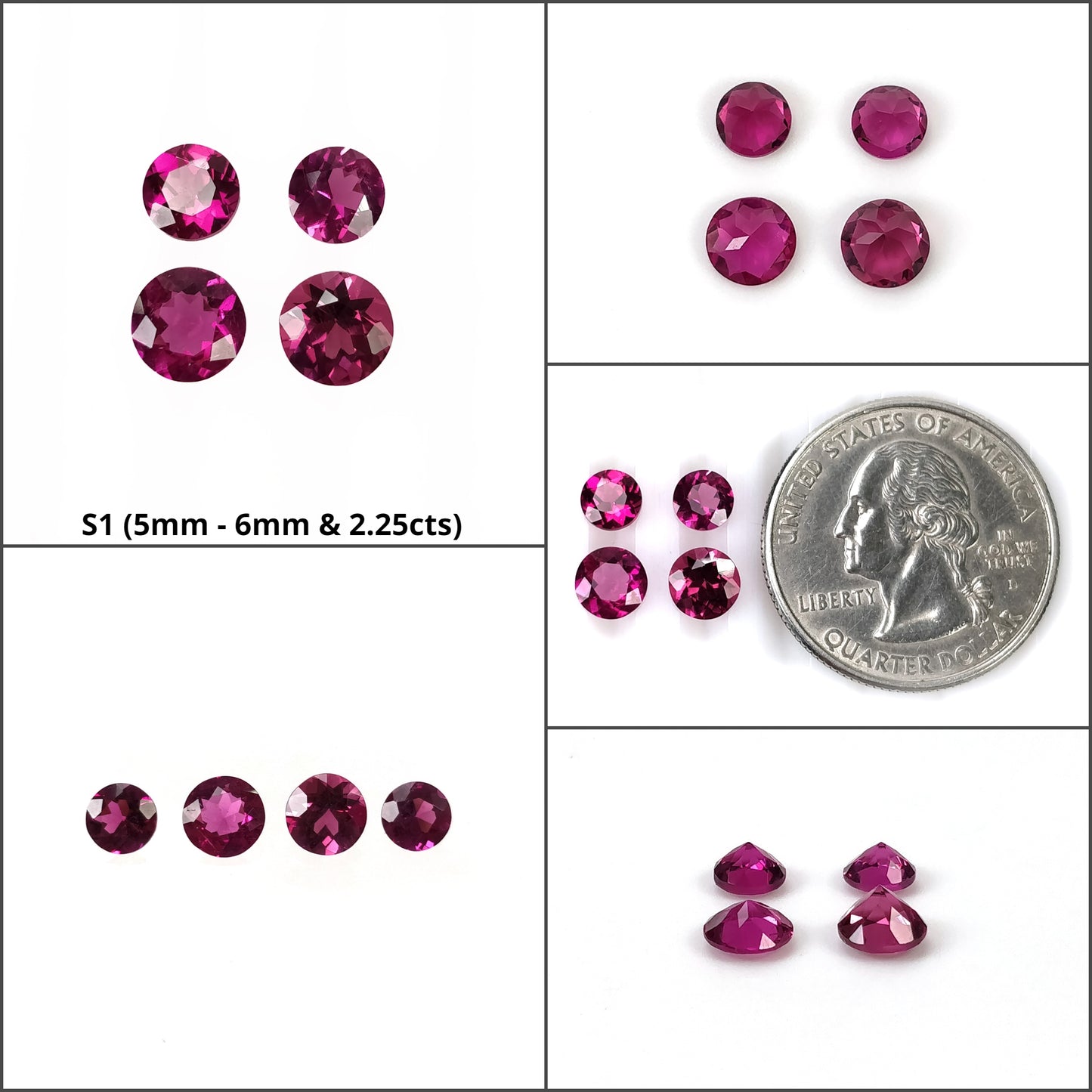 Rubellite TOURMALINE Gemstone Normal Cut : Natural Untreated Unheated Pink Tourmaline Round Shape Set
