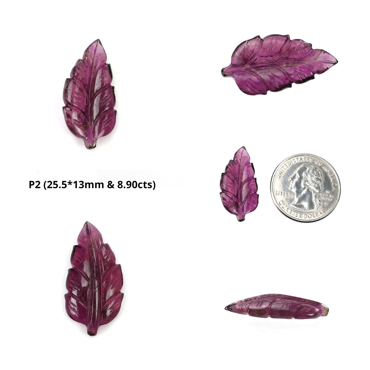 Watermelon Tourmaline Gemstone Carving : Natural Untreated Unheated Bi-Color Tourmaline Hand Carved Leaf