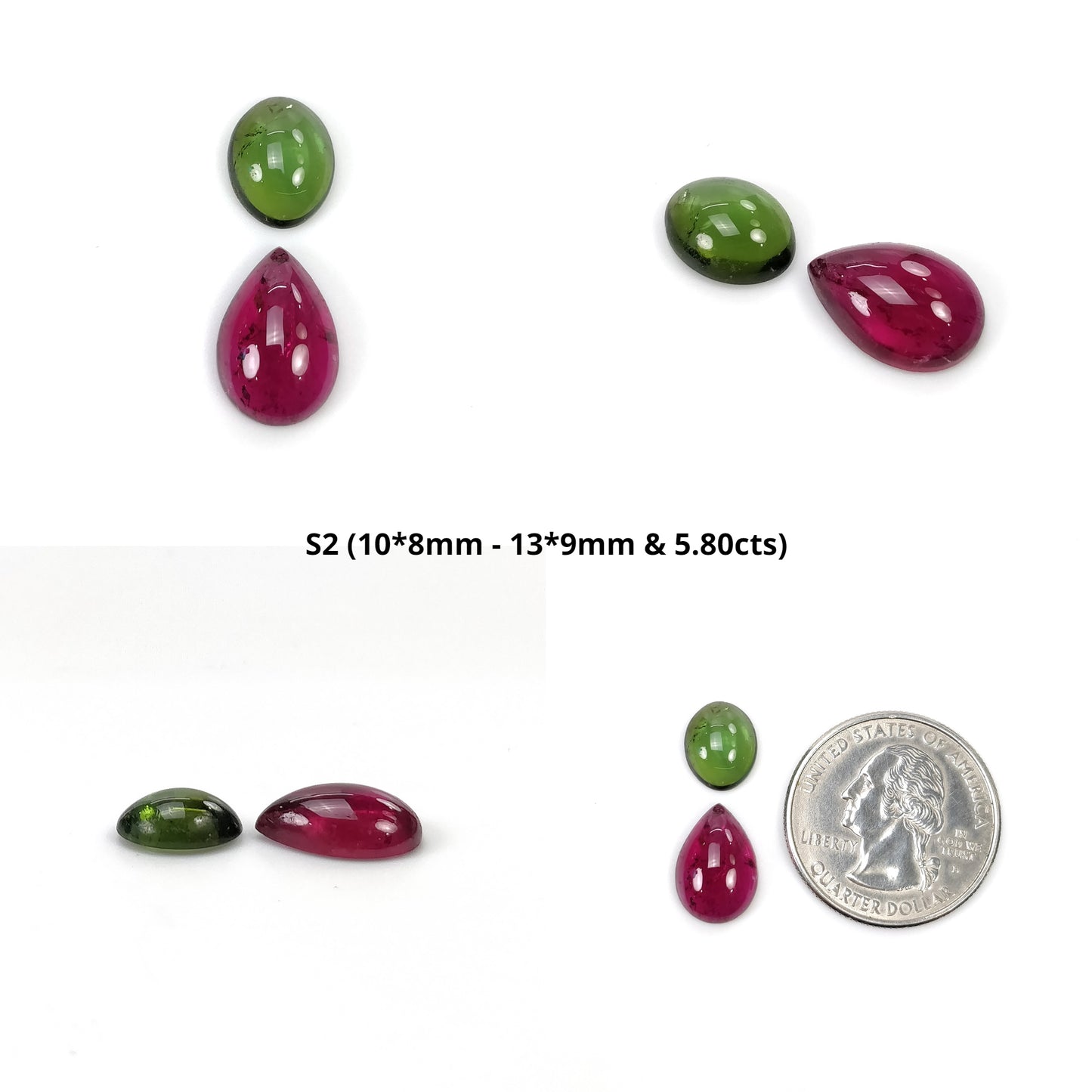 Watermelon Tourmaline Gemstone Carving Cabochon & Rose Cut : Natural Untreated Pink Green Tourmaline Hand Carved Sets