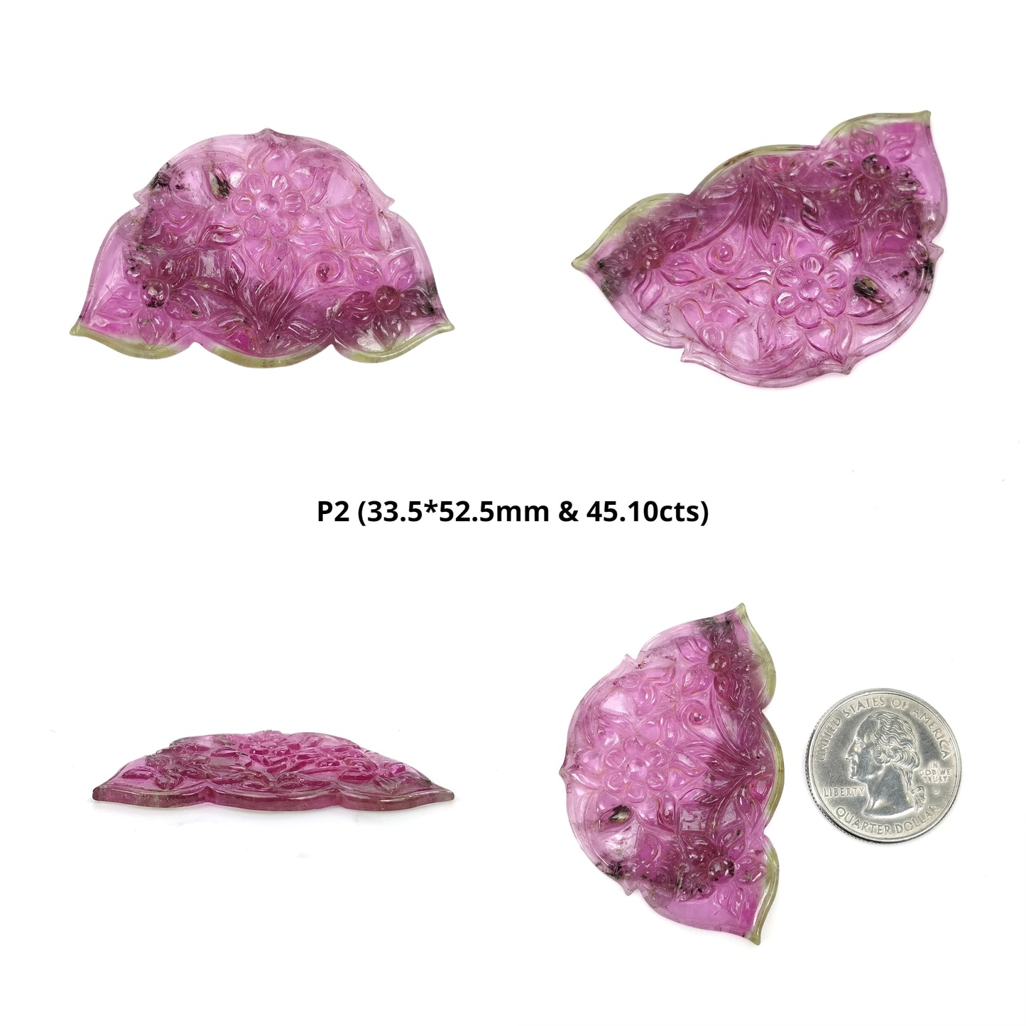 Watermelon Tourmaline Gemstone Carving : Natural Untreated Unheated Tourmaline Hand Carved Flower