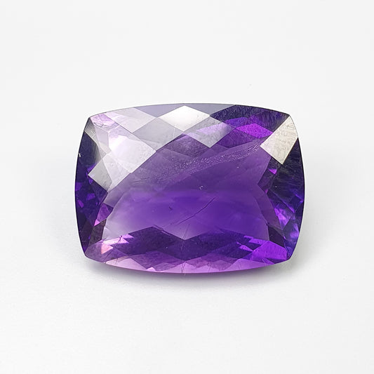 Purple RUTILE AMETHYST Quartz Gemstone Checker Cut : 17.00cts Natural Untreated Amethyst Cushion Shape 21*15mm (With Video)