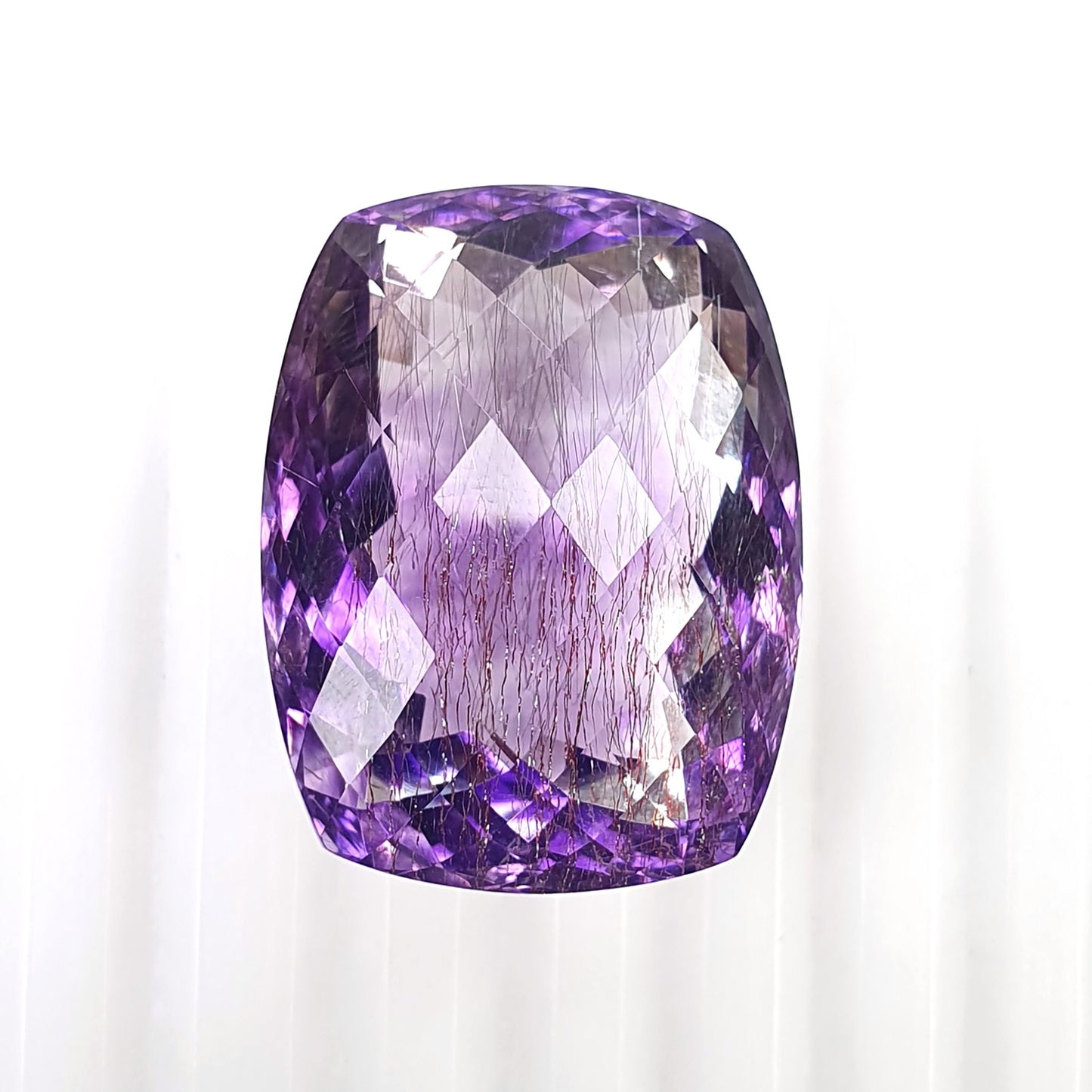 Purple RUTILE AMETHYST Gemstone Checker Cut : 54.00cts Natural Untreated Amethyst Cushion Shape 25*19mm (With Video)