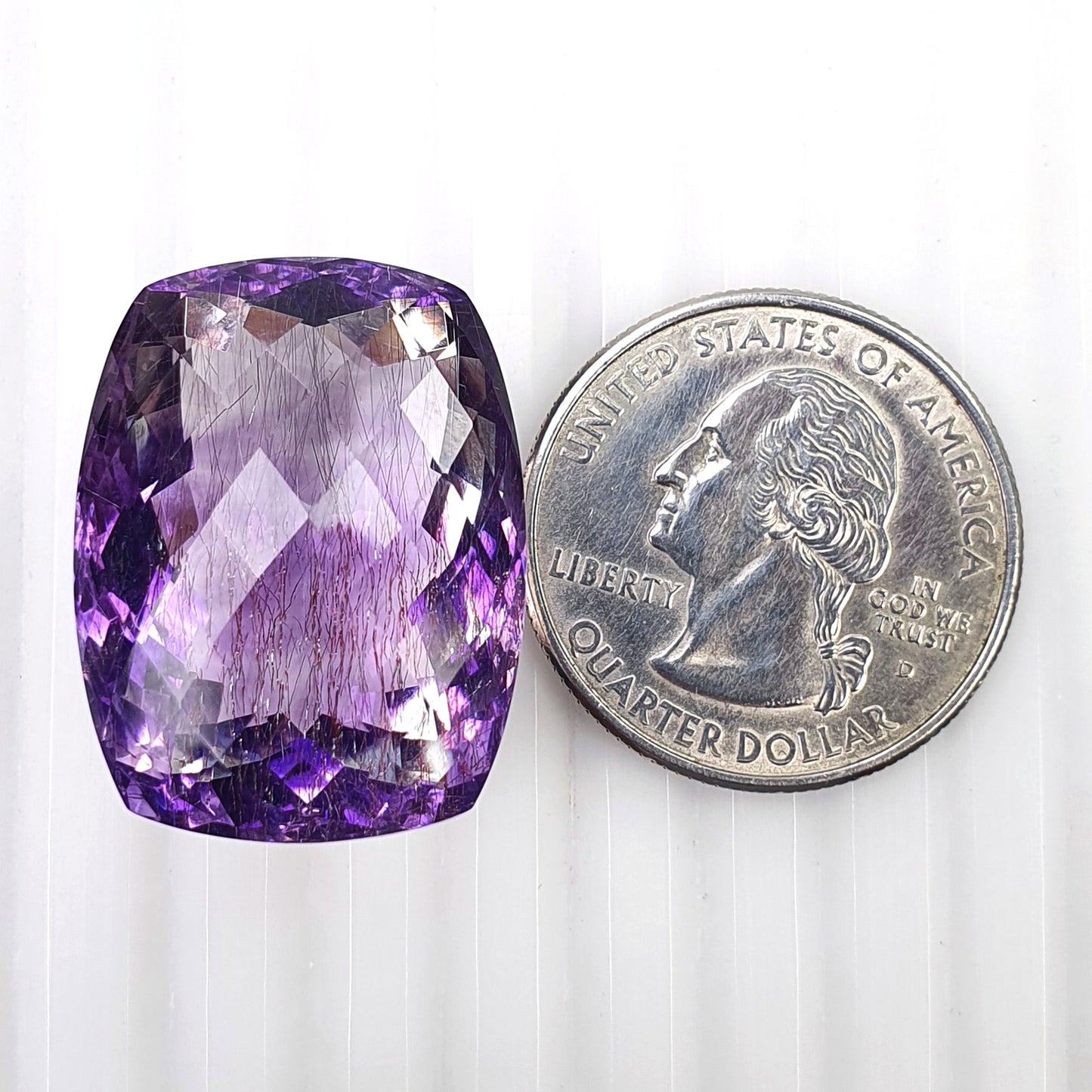 Purple RUTILE AMETHYST Gemstone Checker Cut : 54.00cts Natural Untreated Amethyst Cushion Shape 25*19mm (With Video)