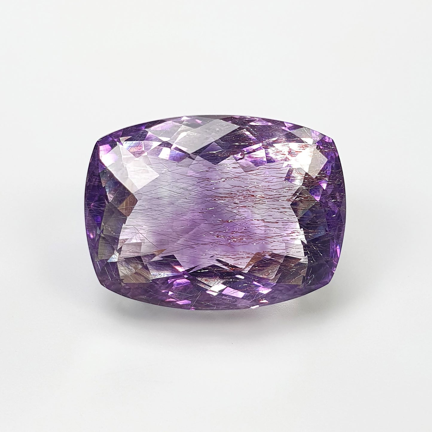 Purple RUTILE AMETHYST Gemstone Checker Cut : 54.00cts Natural Untreated Amethyst Cushion Shape 25*19mm (With Video)