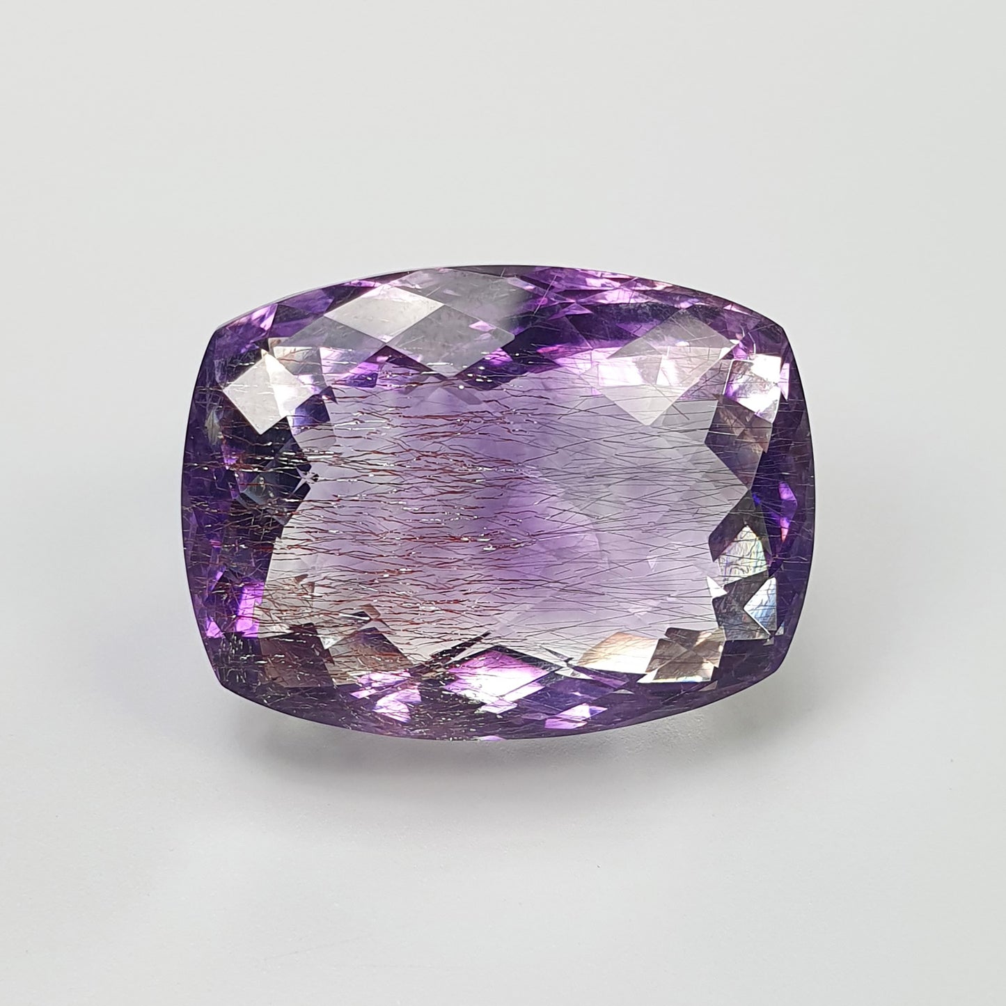 Purple RUTILE AMETHYST Gemstone Checker Cut : 54.00cts Natural Untreated Amethyst Cushion Shape 25*19mm (With Video)