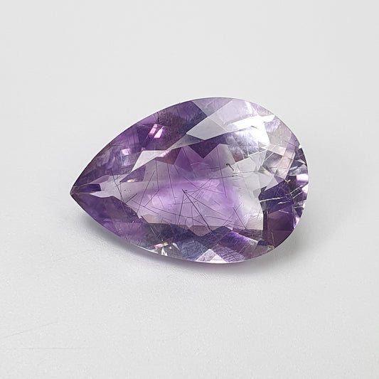 PURPLE RUTILE AMETHYST Gemstone Normal Cut : 6.40cts Natural Untreated Amethyst Pear Shape 12*17mm (With Video)