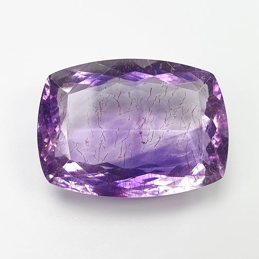 PURPLE RUTILE AMETHYST Quartz Gemstone Normal Cut : 39.00cts Natural Untreated Amethyst Cushion Shape 20*27mm (With Video)