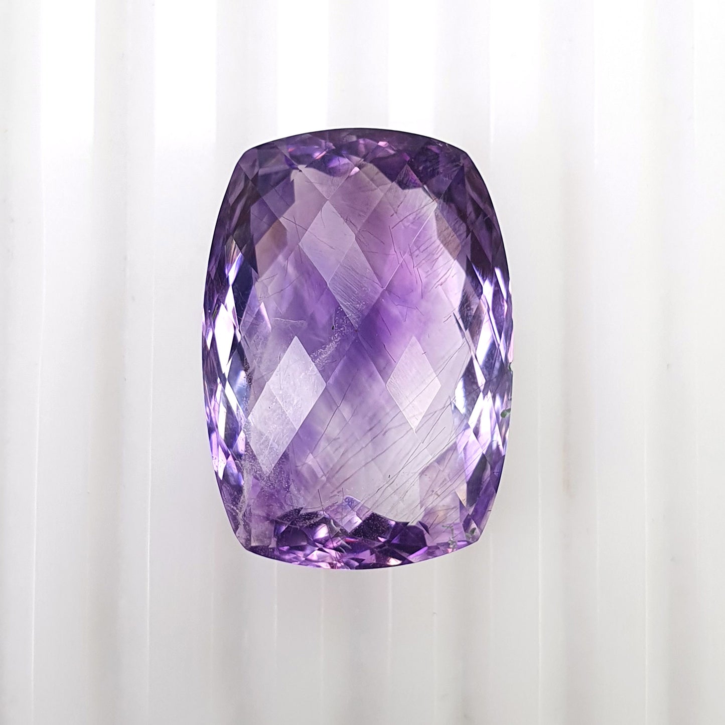 PURPLE RUTILE AMEHTYST Quartz Gemstone Checker Cut : 33.00cts Natural Untreated Amethyst Cushion Shape 17*24mm (With Video)