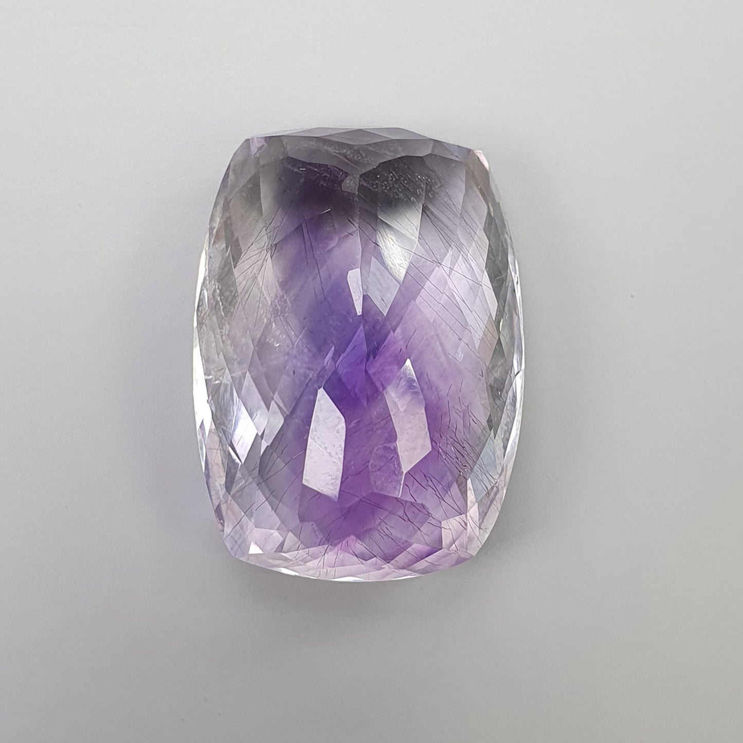 PURPLE RUTILE AMEHTYST Quartz Gemstone Checker Cut : 33.00cts Natural Untreated Amethyst Cushion Shape 17*24mm (With Video)