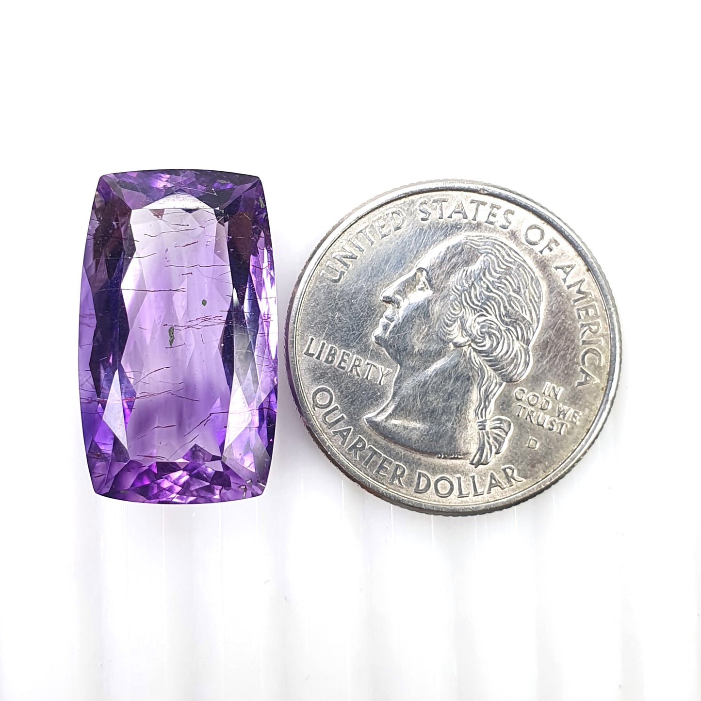 PURPLE RUTILE AMETHYST Quartz  Normal Cut : 19.45cts Natural Untreated Amethyst Cushion Shape 13*23mm (With Video)