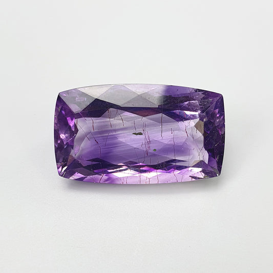 PURPLE RUTILE AMETHYST Quartz  Normal Cut : 19.45cts Natural Untreated Amethyst Cushion Shape 13*23mm (With Video)