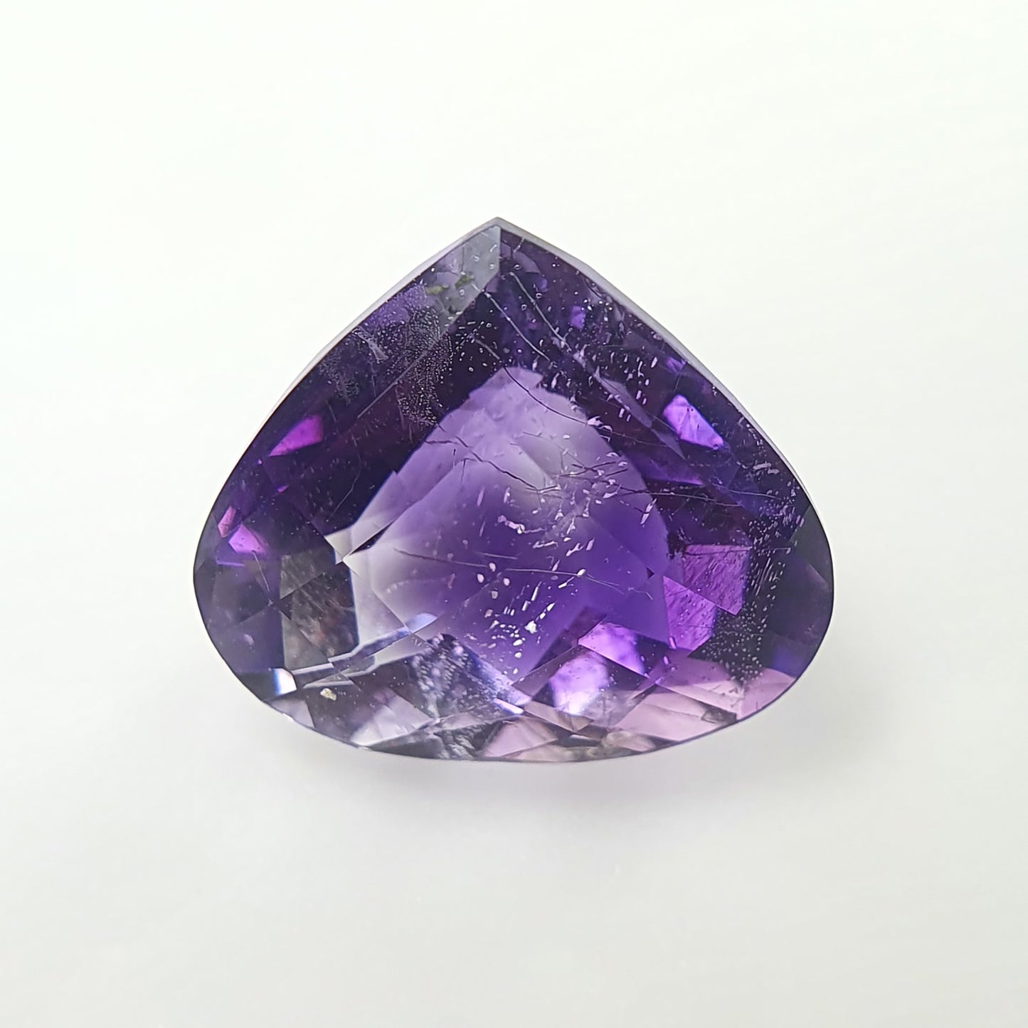 PURPLE RUTILE AMETHYST Quartz Gemstone Checker Cut : 10.00cts Natural Untreated Amethyst Heart Shape 14mm (with Video)