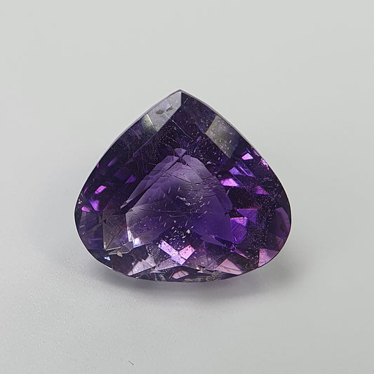 PURPLE RUTILE AMETHYST Quartz Gemstone Checker Cut : 10.00cts Natural Untreated Amethyst Heart Shape 14mm (with Video)