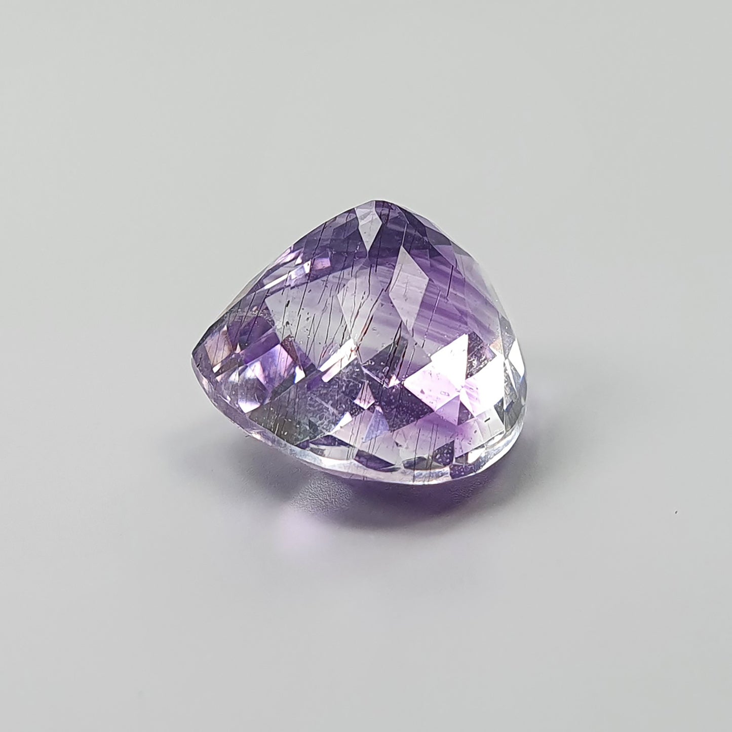 PURPLE RUTILE AMETHYST Quartz Gemstone Checker Cut : 10.00cts Natural Untreated Amethyst Heart Shape 14mm (with Video)