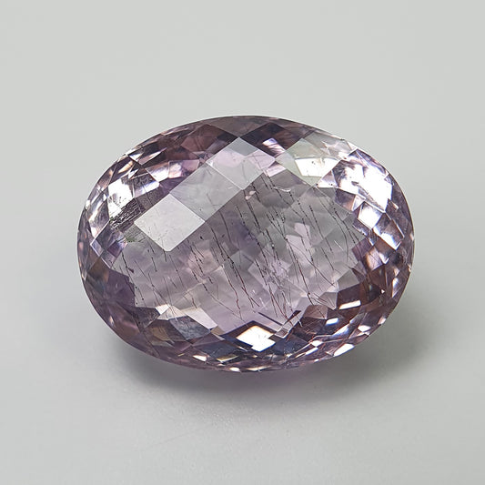 PURPLE RUTILE AMETHYST Quartz Gemstone Checker Cut : 16.00cts Natural Untreated Amethyst Oval Shape 14*18mm (With Video)