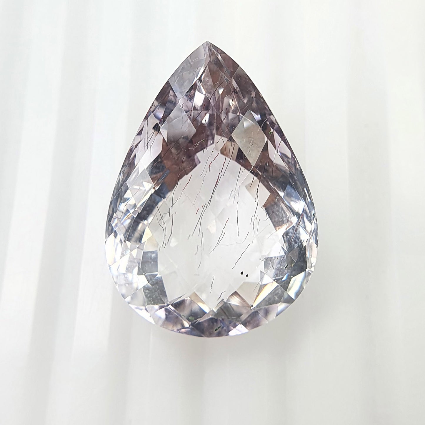 PURPLE RUTILE AMETHYST Quartz Gemstone Checker Cut : 23.95cts Natural Untreated Amethyst Pear Shape Cut 24*17mm (With Video)