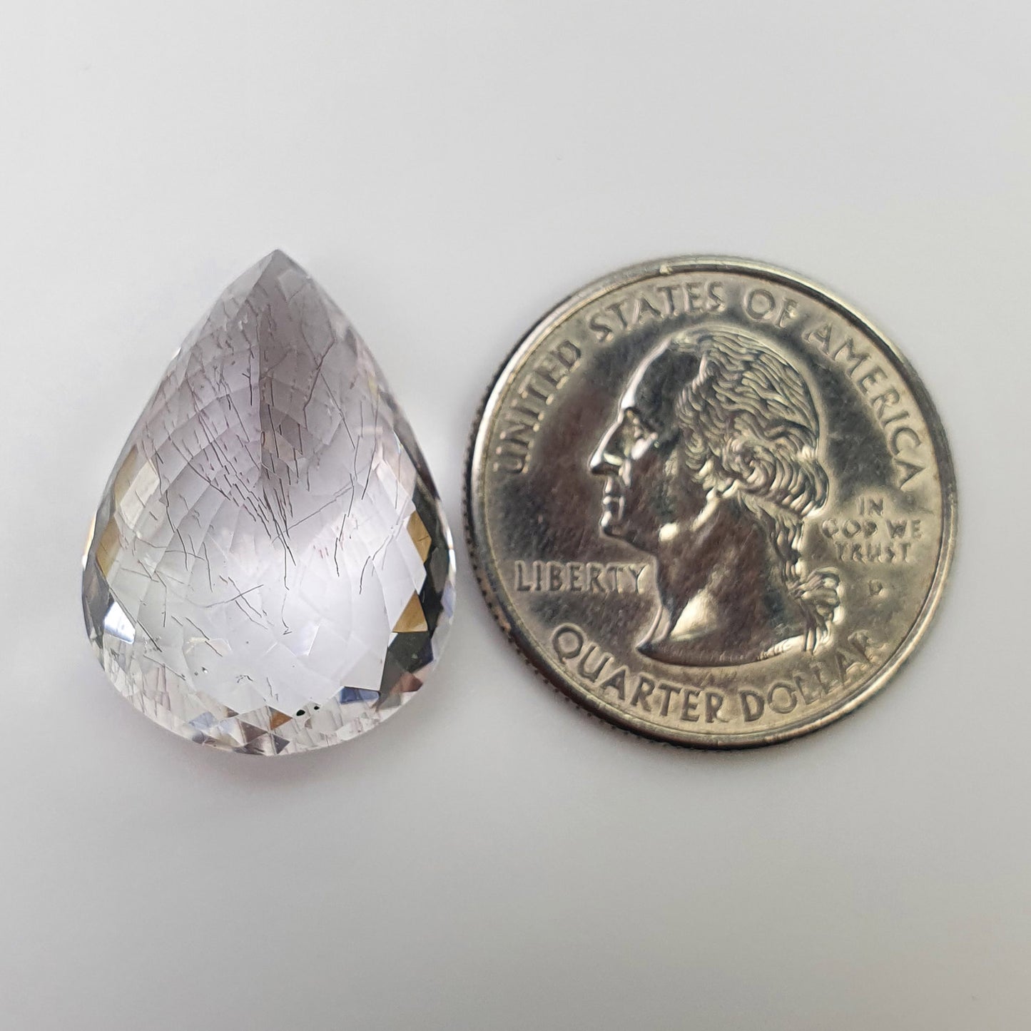PURPLE RUTILE AMETHYST Quartz Gemstone Checker Cut : 23.95cts Natural Untreated Amethyst Pear Shape Cut 24*17mm (With Video)