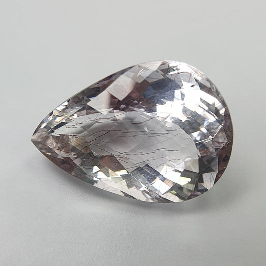 PURPLE RUTILE AMETHYST Quartz Gemstone Checker Cut : 23.95cts Natural Untreated Amethyst Pear Shape Cut 24*17mm (With Video)