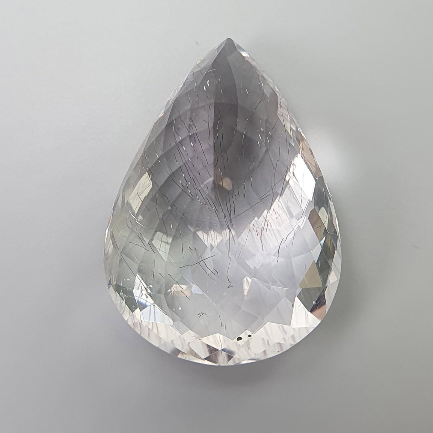 PURPLE RUTILE AMETHYST Quartz Gemstone Checker Cut : 23.95cts Natural Untreated Amethyst Pear Shape Cut 24*17mm (With Video)