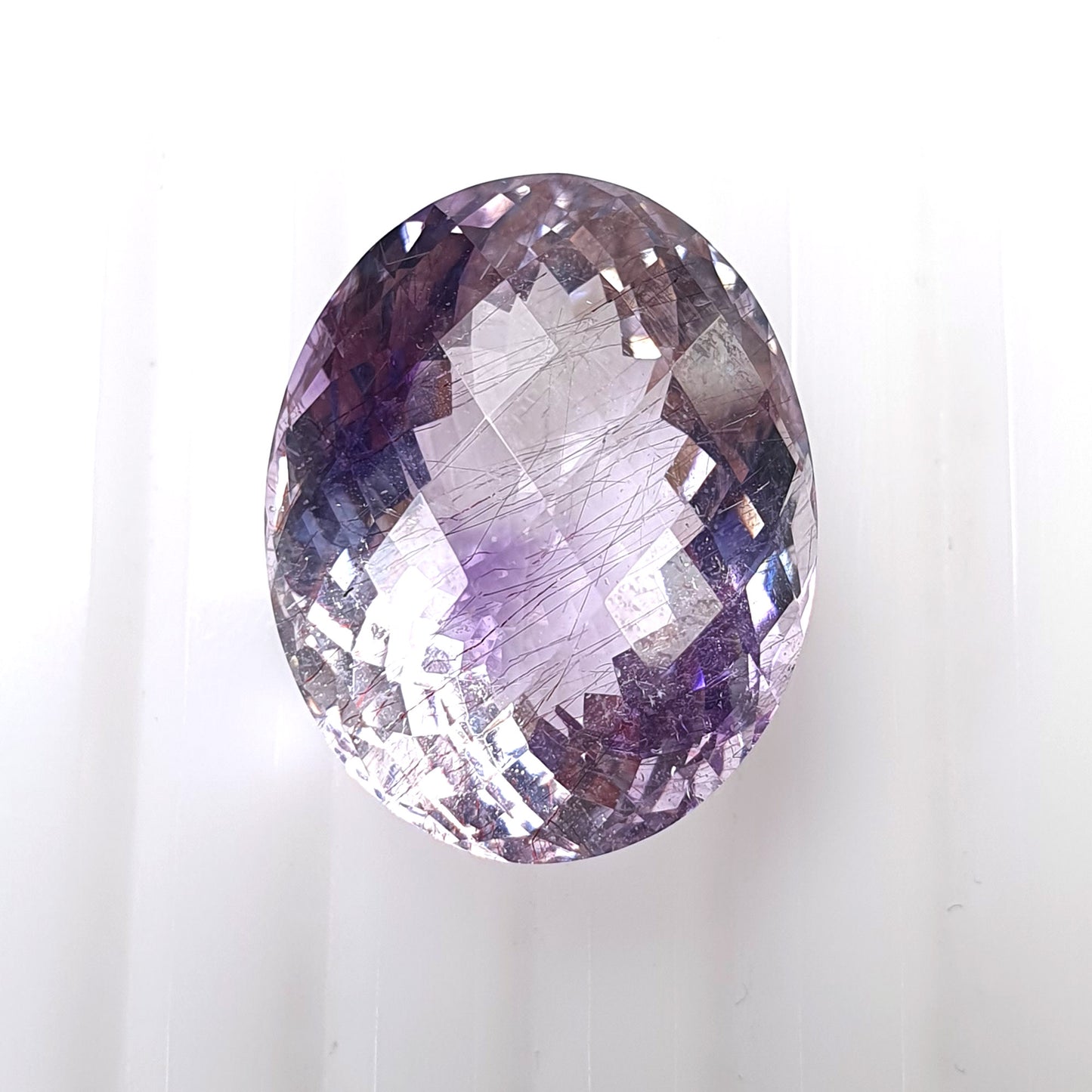 PURPLE RUTILE AMETHYST Quartz Gemstone Checker Cut : 20.34cts Natural Untreated Amethyst Oval Shape 20*16mm (With Video)