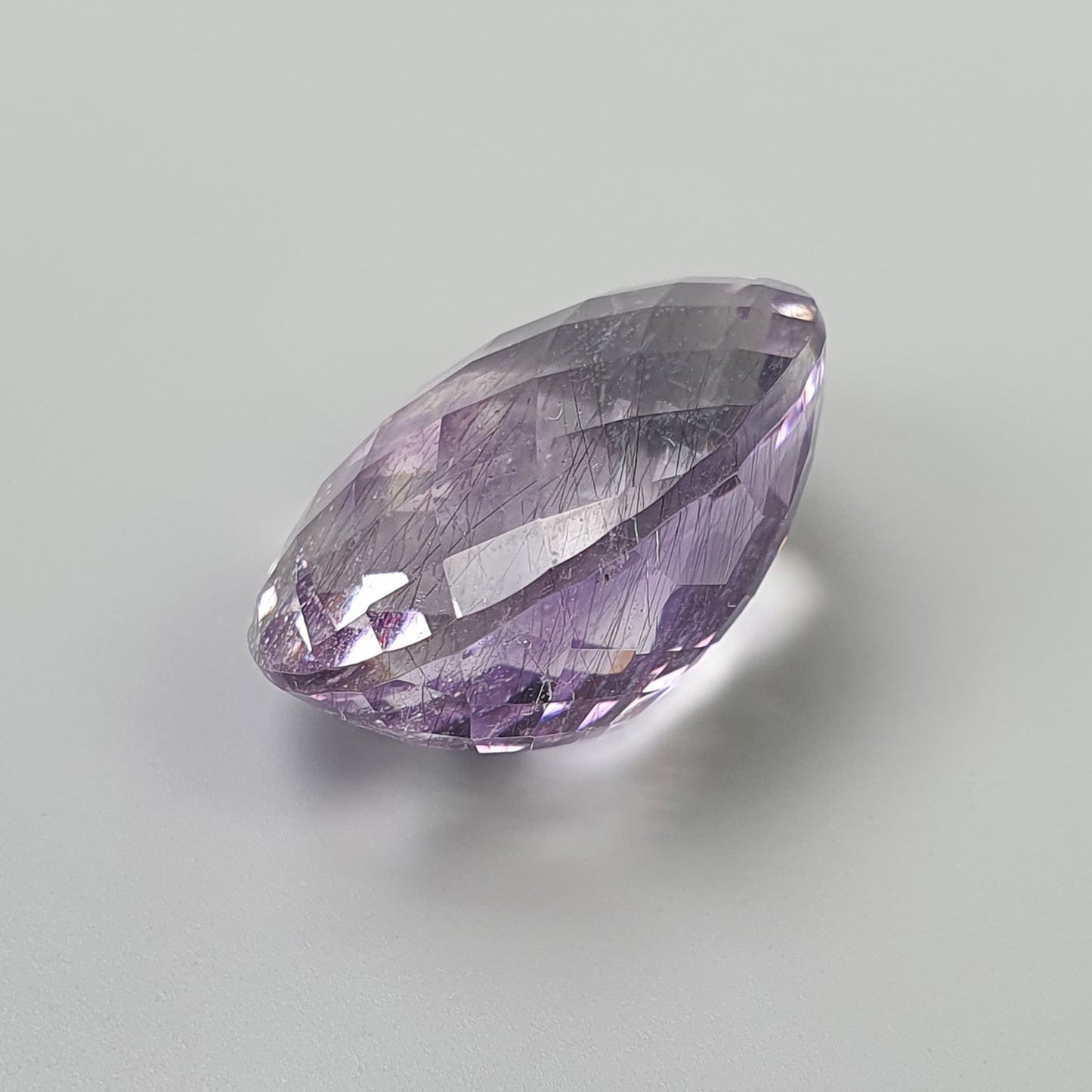 PURPLE RUTILE AMETHYST Quartz Gemstone Checker Cut : 20.34cts Natural Untreated Amethyst Oval Shape 20*16mm (With Video)