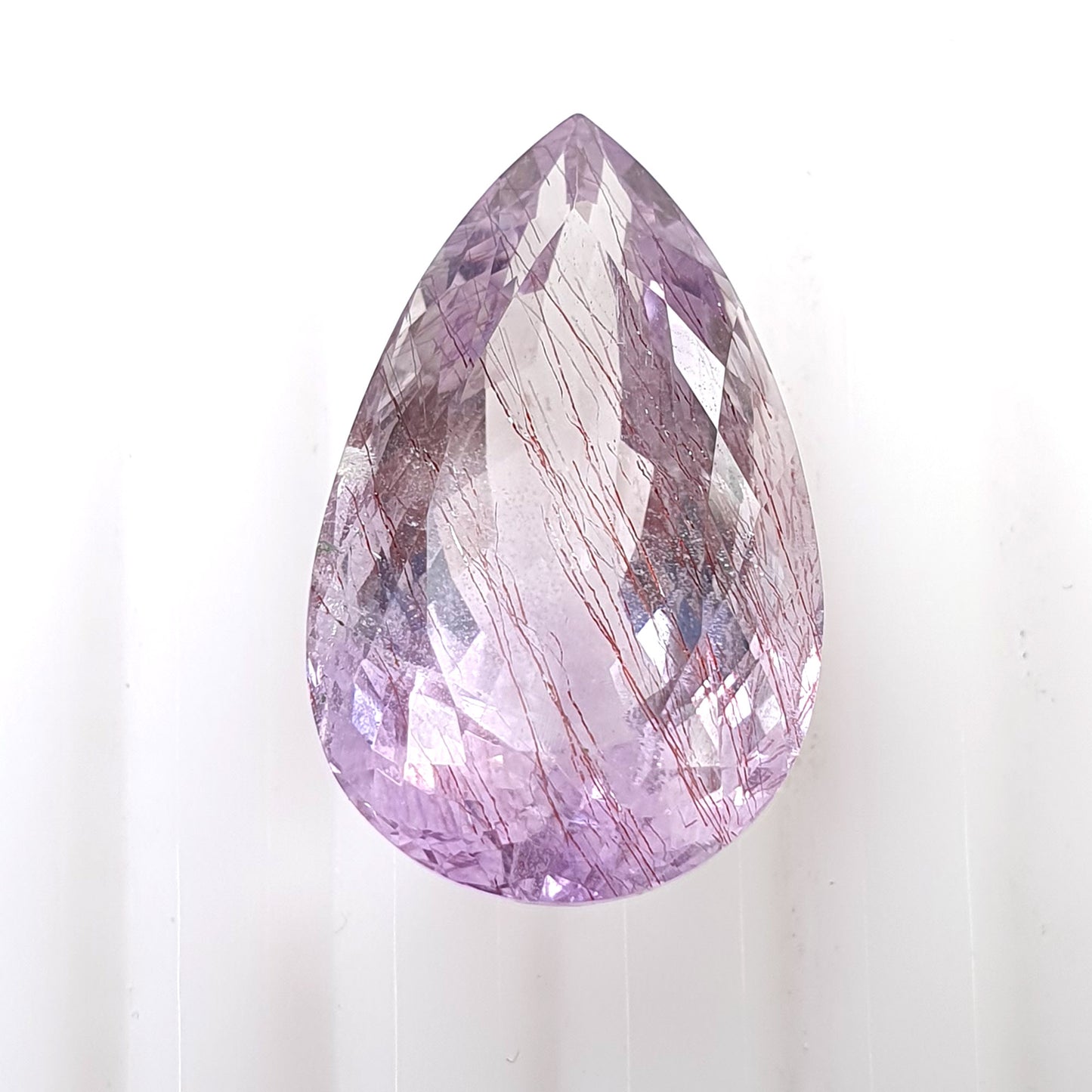PURPLE RUTILE AMETHYST Quartz Gemstone Normal Cut : 19.38cts Natural Untreated Amethyst Pear Shape 23*14mm (With Video)