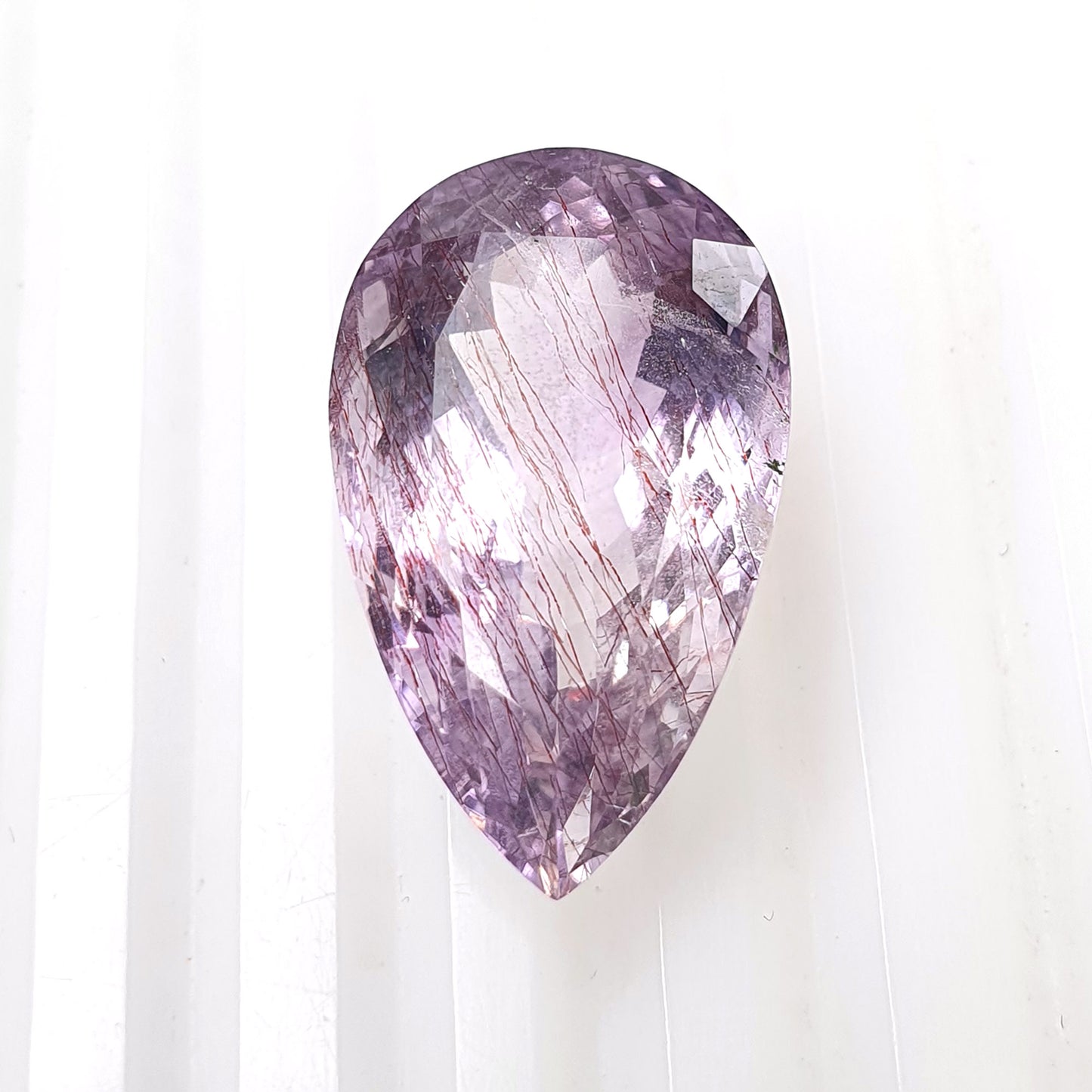PURPLE RUTILE AMETHYST Quartz Gemstone Normal Cut : 19.38cts Natural Untreated Amethyst Pear Shape 23*14mm (With Video)
