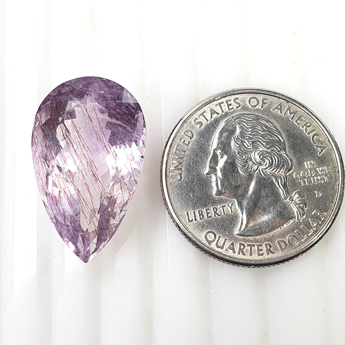 PURPLE RUTILE AMETHYST Quartz Gemstone Normal Cut : 19.38cts Natural Untreated Amethyst Pear Shape 23*14mm (With Video)