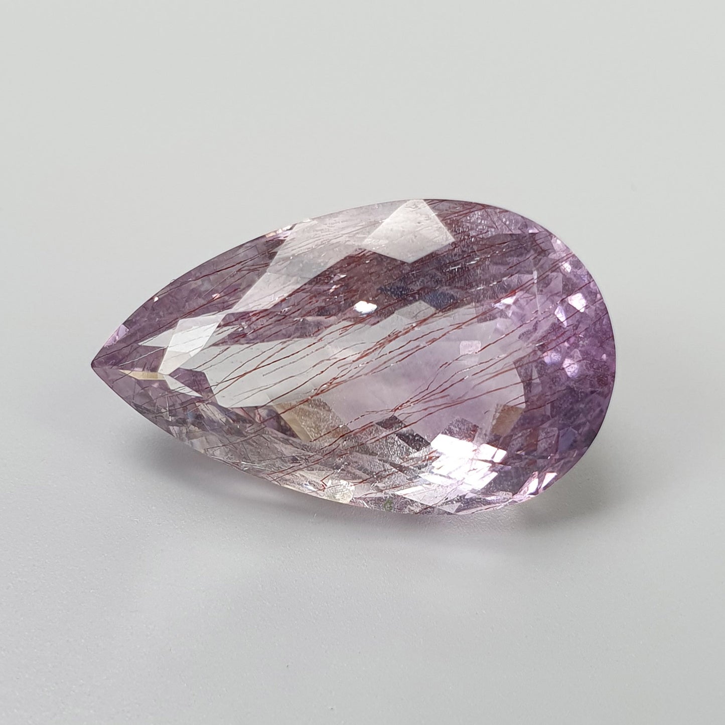 PURPLE RUTILE AMETHYST Quartz Gemstone Normal Cut : 19.38cts Natural Untreated Amethyst Pear Shape 23*14mm (With Video)