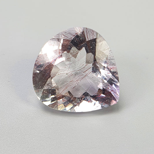 PURPLE RUTILE AMETHYST Quartz Gemstone Normal Cut : 7.75cts Natural Untreated Amethyst Heart Shape 14mm (With Video)