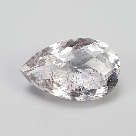 RUTILE AMETHYST Quartz Gemstone Checker Cut : 20.00cts Natural Untreated Amethyst Pear Shape 24*15mm (With Video)